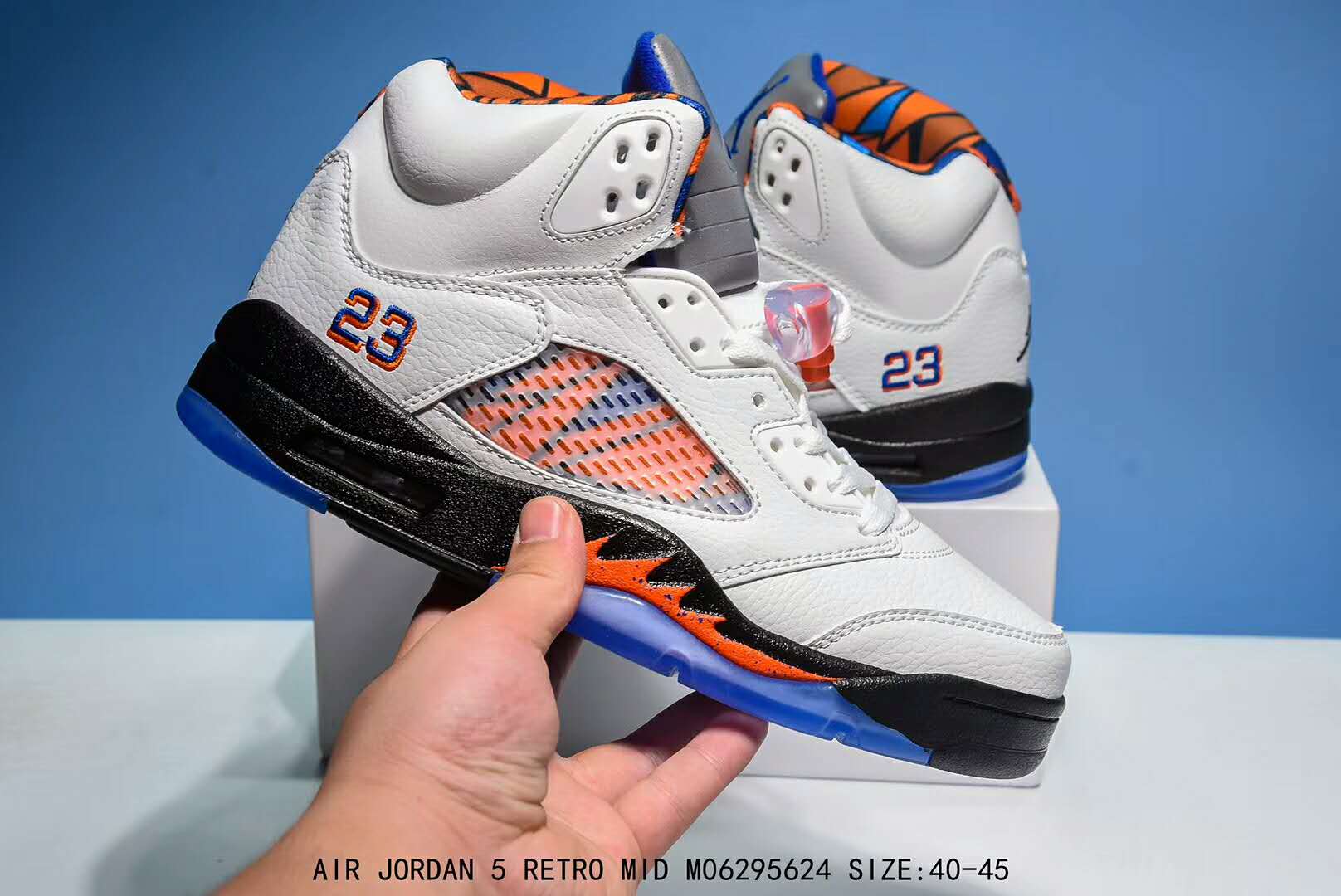 New Air Jordan 5 Retro White Blue Orange Shoes - Click Image to Close